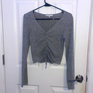 Gray Knitted Crop-top Medium